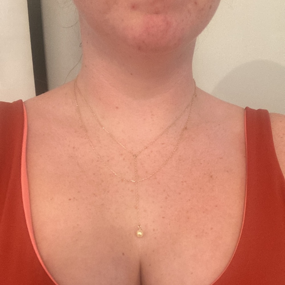 Gold layered hanging Pearl necklace